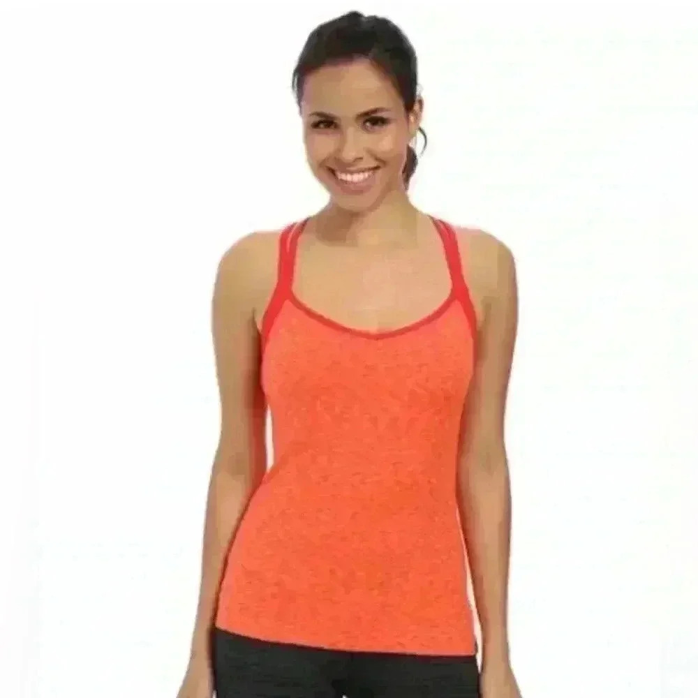 The North Face Dahlia Women's Tank Orange Activewear Top Large Built In Bra